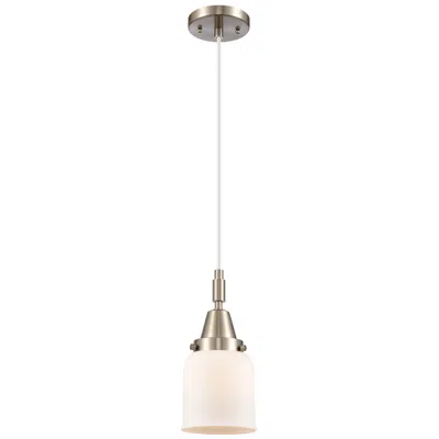 Innovations Lighting Downtown Caden Bell 5"w Cord Satin Nickel Mini Pendant W/ White Shade