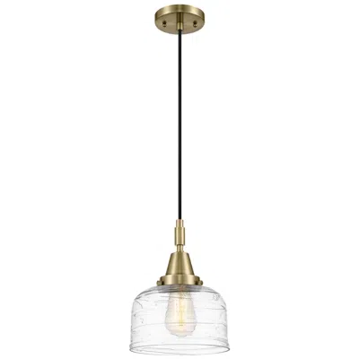 Innovations Lighting Downtown Caden Bell 8"w Cord Antique Brass Pendant W/ Clear Swirl Shade