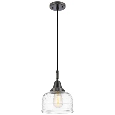 Innovations Lighting Downtown Caden Bell 8"w Cord Black Mini Pendant W/ Clear Swirl Shade
