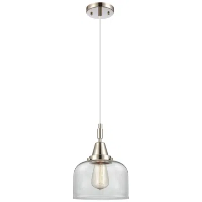 Innovations Lighting Downtown Caden Bell 8"w Cord Nickel Mini Pendant W/ Clear Shade In Silver