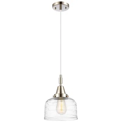 Innovations Lighting Downtown Caden Bell 8"w Cord Nickel Mini Pendant W/ Clear Swirl Shade In Silver