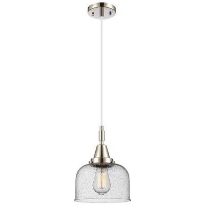 Innovations Lighting Downtown Caden Bell 8"w Cord Nickel Mini Pendant W/ Seedy Shade In Silver