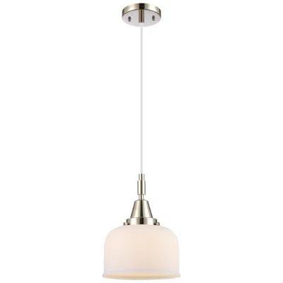 Innovations Lighting Downtown Caden Bell 8"w Cord Nickel Mini Pendant W/ White Shade In Silver