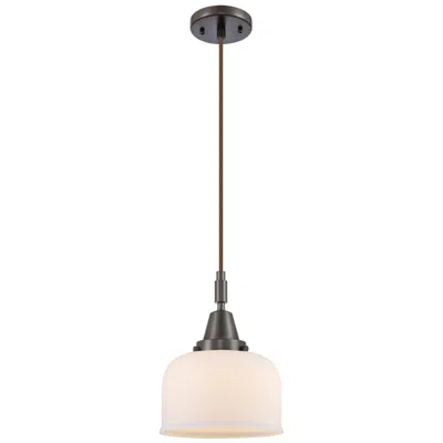 Innovations Lighting Downtown Caden Bell 8"w Cord Oiled Bronze Mini Pendant W/ White Shade