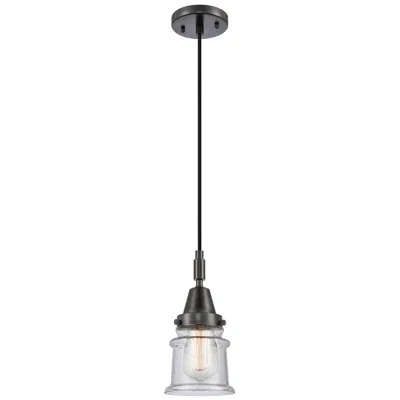Innovations Lighting Downtown Caden Canton 5"w Cord Matte Black Mini Pendant W/ Seedy Shade In White