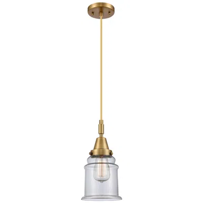 Innovations Lighting Downtown Caden Canton 6"w Cord Brass Mini Pendant W/ Clear Shade