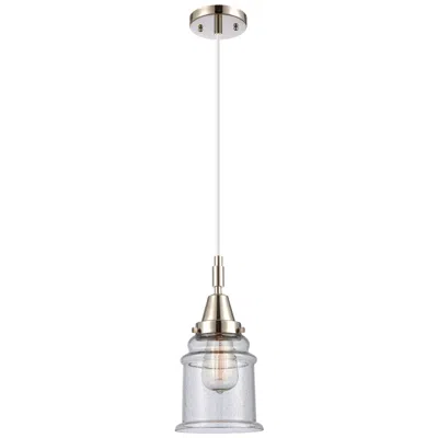 Innovations Lighting Downtown Caden Canton 6"w Cord Nickel Mini Pendant W/ Seedy Shade In Silver