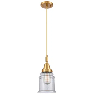 Innovations Lighting Downtown Caden Canton 6"w Cord Satin Gold Mini Pendant W/ Seedy Shade