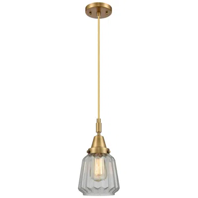 Innovations Lighting Downtown Caden Chatham 7"w Cord Brass Mini Pendant W/ Clear Shade