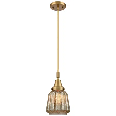 Innovations Lighting Downtown Caden Chatham 7"w Cord Brass Mini Pendant W/ Mercury Shade
