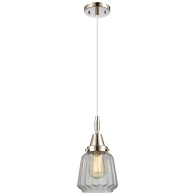 Innovations Lighting Downtown Caden Chatham 7"w Cord Nickel Mini Pendant W/ Clear Shade In Silver