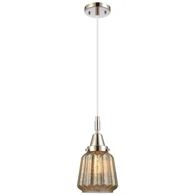 Innovations Lighting Downtown Caden Chatham 7"w Cord Nickel Mini Pendant W/ Mercury Shade In Silver