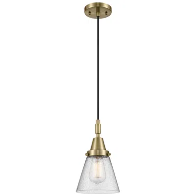Innovations Lighting Downtown Caden Cone 6"w Cord Antique Brass Mini Pendant W/ Seedy Shade