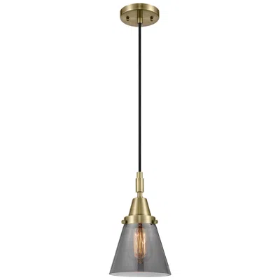 Innovations Lighting Downtown Caden Cone 6"w Cord Antique Brass Pendant W/ Light Smoke Shade