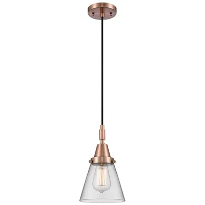 Innovations Lighting Downtown Caden Cone 6"w Cord Copper Mini Pendant W/ Clear Shade