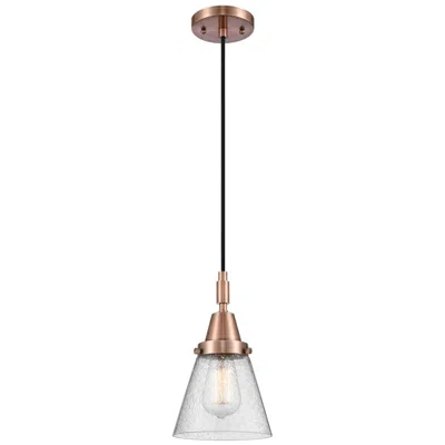 Innovations Lighting Downtown Caden Cone 6"w Cord Copper Mini Pendant W/ Seedy Shade