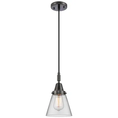 Innovations Lighting Downtown Caden Cone 6"w Cord Matte Black Mini Pendant W/ Clear Shade In Animal Print