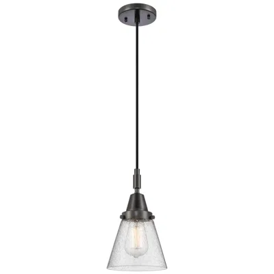 Innovations Lighting Downtown Caden Cone 6"w Cord Matte Black Mini Pendant W/ Seedy Shade
