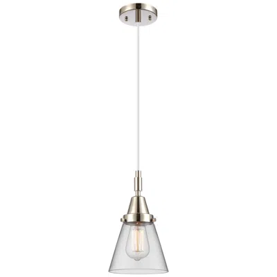 Innovations Lighting Downtown Caden Cone 6"w Cord Nickel Mini Pendant W/ Clear Shade In Silver