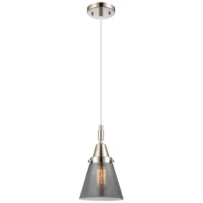 Innovations Lighting Downtown Caden Cone 6"w Cord Nickel Mini Pendant W/ Light Smoke Shade In Blue