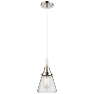 Innovations Lighting Downtown Caden Cone 6"w Cord Nickel Mini Pendant W/ Seedy Shade In Black
