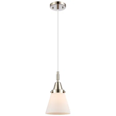 Innovations Lighting Downtown Caden Cone 6"w Cord Nickel Mini Pendant W/ White Shade