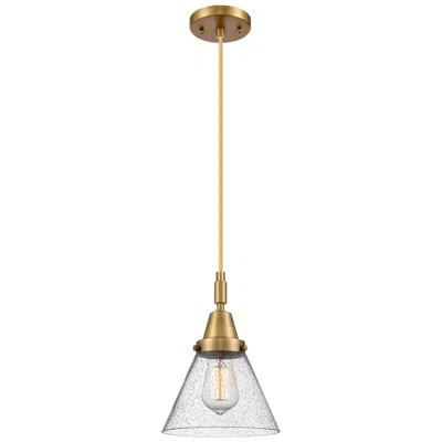 Innovations Lighting Downtown Caden Cone 8"w Cord Brushed Brass Mini Pendant W/ Seedy Shade