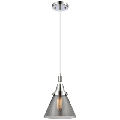 Innovations Lighting Downtown Caden Cone 8"w Cord Chrome Pendant W/ Light Smoke Shade