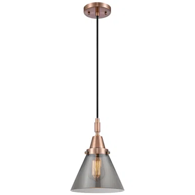 Innovations Lighting Downtown Caden Cone 8"w Cord Copper Mini Pendant W/ Light Smoke Shade
