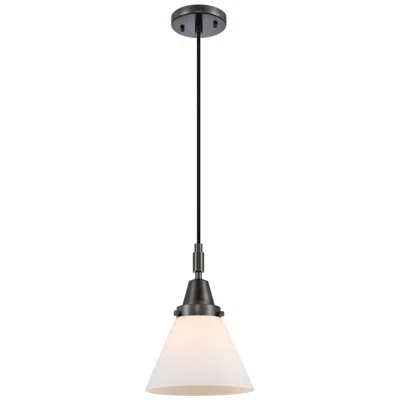 Innovations Lighting Downtown Caden Cone 8"w Cord Matte Black Mini Pendant W/ White Shade