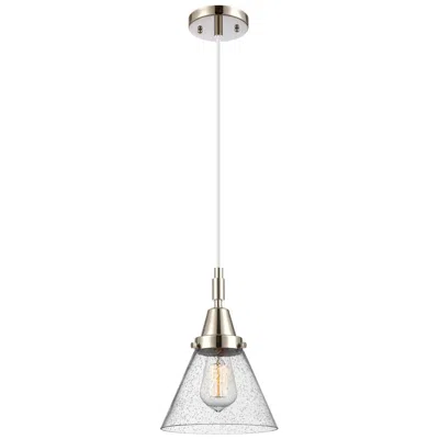 Innovations Lighting Downtown Caden Cone 8"w Cord Nickel Mini Pendant W/ Seedy Shade In Silver