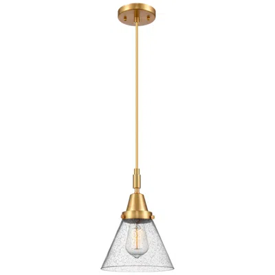 Innovations Lighting Downtown Caden Cone 8"w Cord Satin Gold Mini Pendant W/ Seedy Shade