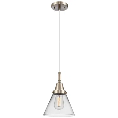 Innovations Lighting Downtown Caden Cone 8"w Cord Satin Nickel Mini Pendant W/ Clear Shade