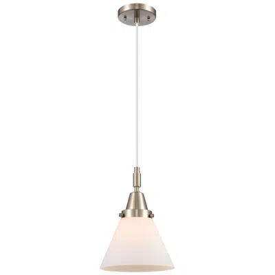 Innovations Lighting Downtown Caden Cone 8"w Cord Satin Nickel Mini Pendant W/ White Shade