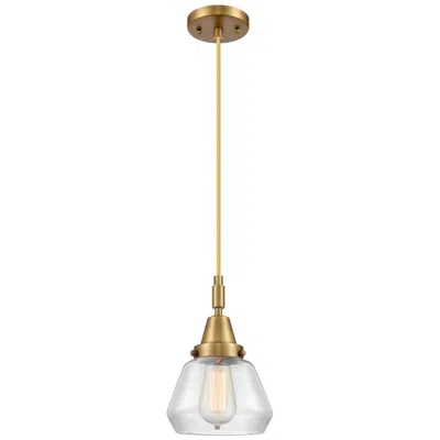 Innovations Lighting Downtown Caden Fulton 7"w Cord Brass Mini Pendant W/ Clear Shade