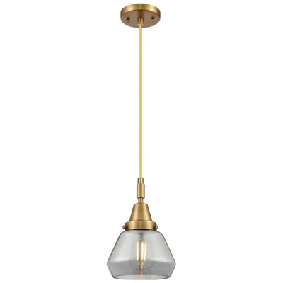 Innovations Lighting Downtown Caden Fulton 7"w Cord Brass Mini Pendant W/ Light Smoke Shade
