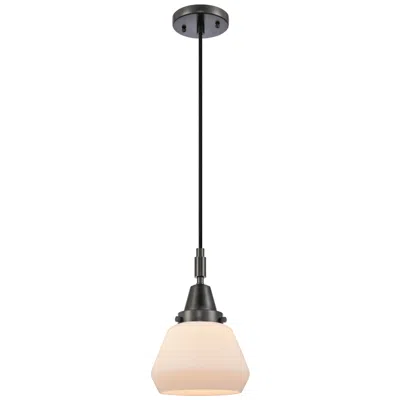 Innovations Lighting Downtown Caden Fulton 7"w Cord Matte Black Mini Pendant W/ White Shade
