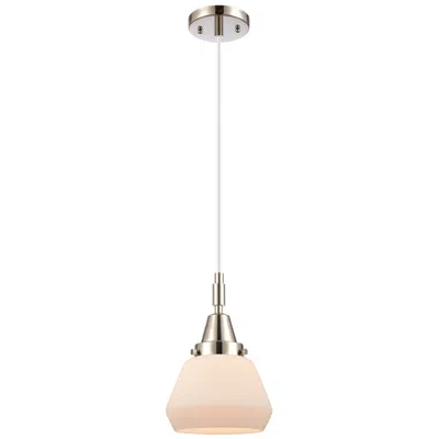Innovations Lighting Downtown Caden Fulton 7"w Cord Nickel Mini Pendant W/ White Shade In Silver