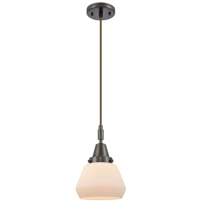 Innovations Lighting Downtown Caden Fulton 7"w Cord Oiled Bronze Pendant W/ White Shade