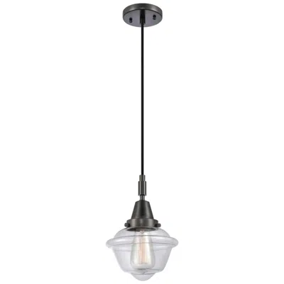 Innovations Lighting Downtown Caden Oxford 7"w Cord Matte Black Mini Pendant W/ Clear Shade In Multi