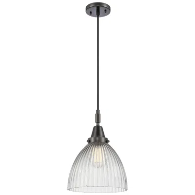 Innovations Lighting Downtown Caden Seneca Falls 10"w Cord Black Pendant W/ Clear Shade In White