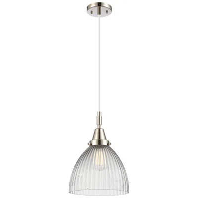 Innovations Lighting Downtown Caden Seneca Falls 10"w Cord Nickel Pendant W/ Clear Shade In Gray