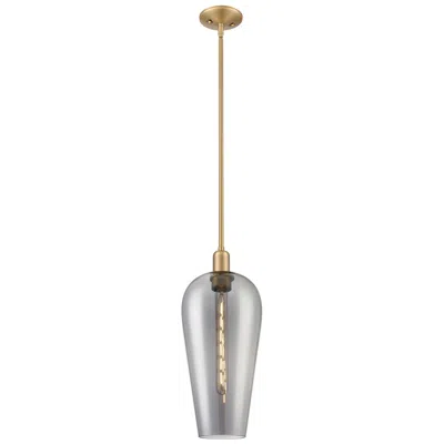 Innovations Lighting Downtown Chelsea 8"w Brushed Brass Mini Pendant W/ Light Smoke Shade
