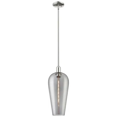 Innovations Lighting Downtown Chelsea 8"w Polished Nickel Mini Pendant W/ Light Smoke Shade