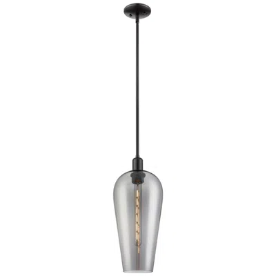 Innovations Lighting Downtown Chelsea 8"w Stem Black Mini Pendant W/ Light Smoke Shade