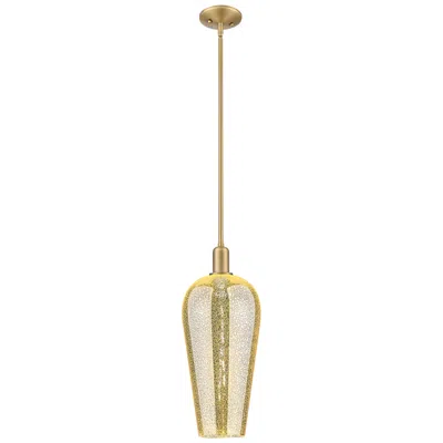 Innovations Lighting Downtown Chelsea 8"w Stem Brushed Brass Mini Pendant W/ Mercury Shade