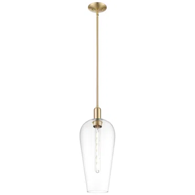 Innovations Lighting Downtown Chelsea 8"w Stem Champagne Bronze Mini Pendant W/ Clear Shade In Gold