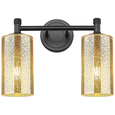 Innovations Lighting Downtown Crown Point 14"w 2 Light Black Vanity Light W/ Mercury Shade