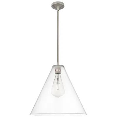 Innovations Lighting Downtown Crown Point 16"w Berkshire Satin Nickel Pendant W/ Clear Shade In Animal Print