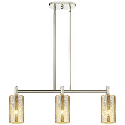 Innovations Lighting Downtown Crown Point 31"w 3 Light Nickel Island Light W/ Mercury Shade